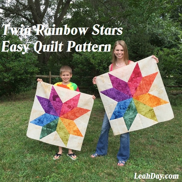Twin Rainbow Stars Quilt Pattern