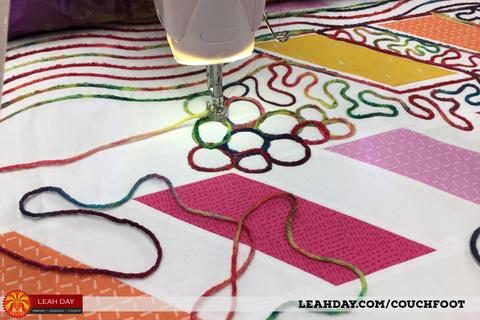 Couching foot on a longarm