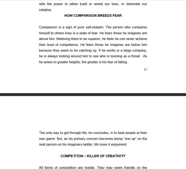 Comparison Breeds Fear so STOP Doing it!