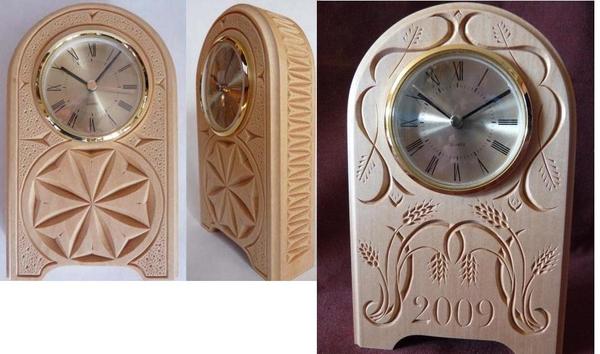 chip carved desk clock