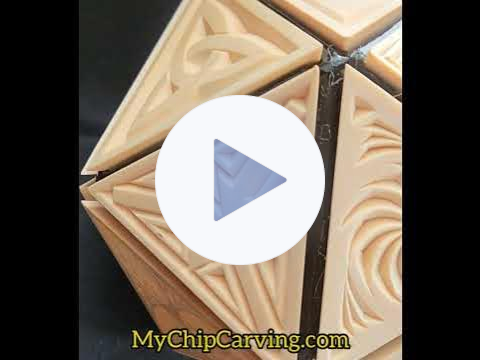 Chip carved 20-sided shape. #carving #chipcarving #art #woodcarving #sculpture