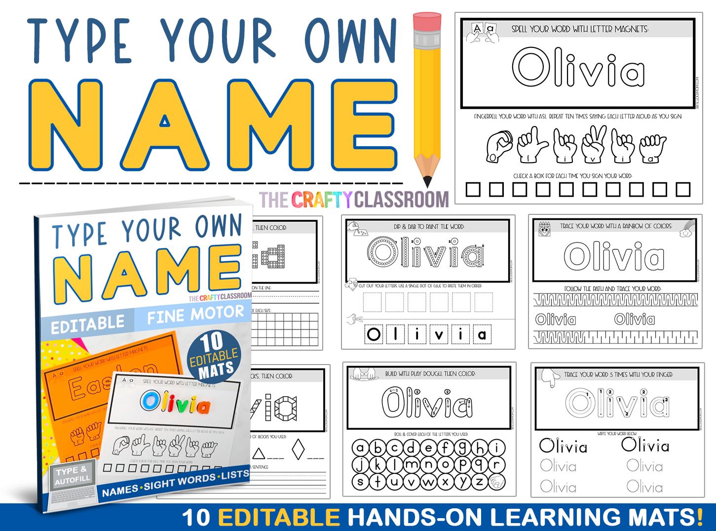 Free Editable Name Tracing Worksheets