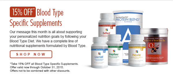 15% OFF Blood Type Specific Supplements