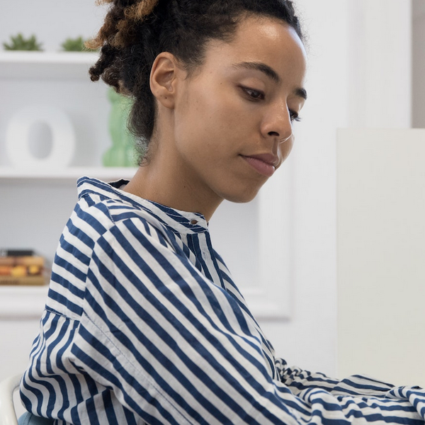 Business woman typing on laptop
