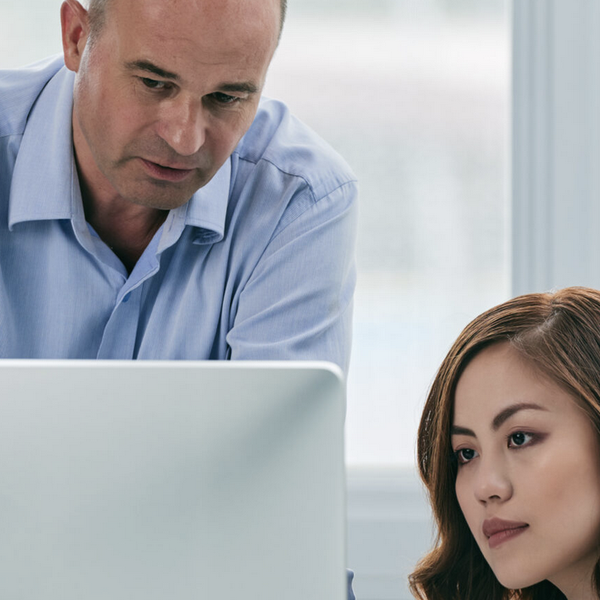 Doctor reviewing presentation