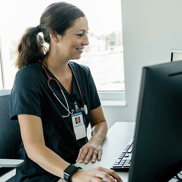 Woman at computer