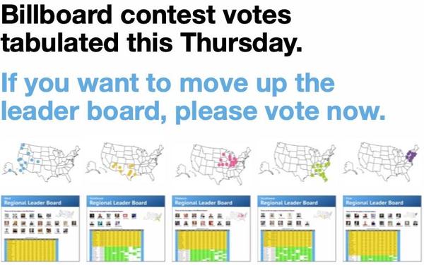 Billboard votes tabulated Thursday.