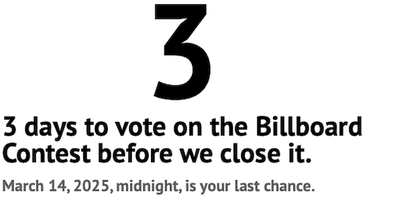 Billboard contest ending soon