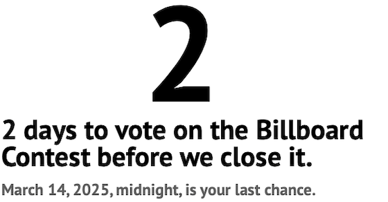 Billboard contest ending soon