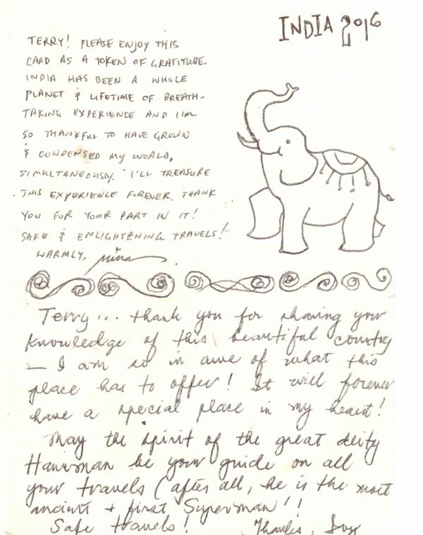 Gratitude for Terry Hodgkinson India
