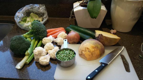 Chopping fresh veggies in the kitchen