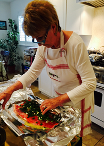 Gale cooking Christmas dinner
