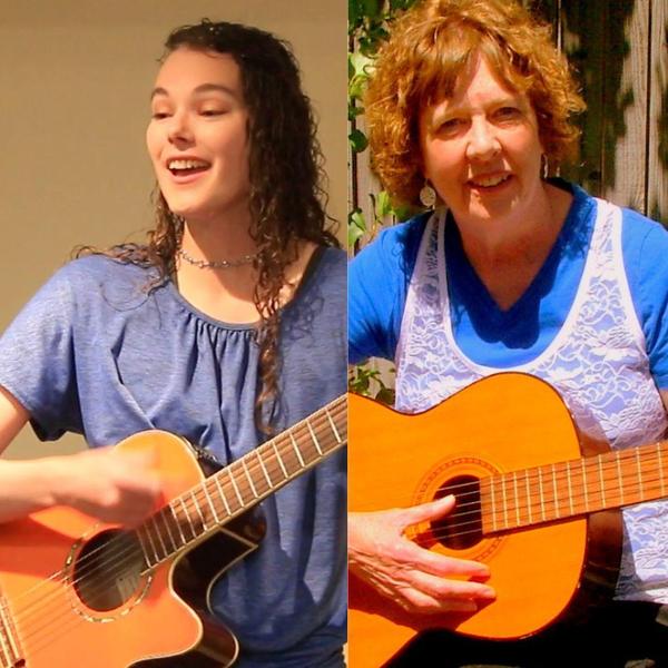 Paige Funk and Laurie Allen - both with guitars!