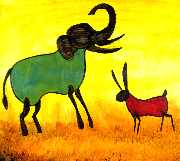 How the Hare Traded with a Bag of Corn - Uganda - drawn by Rowan North