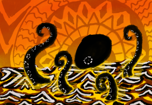 Giant Octopus, Spirit of the Ocean - Solomon Islands - drawn by Rowan North