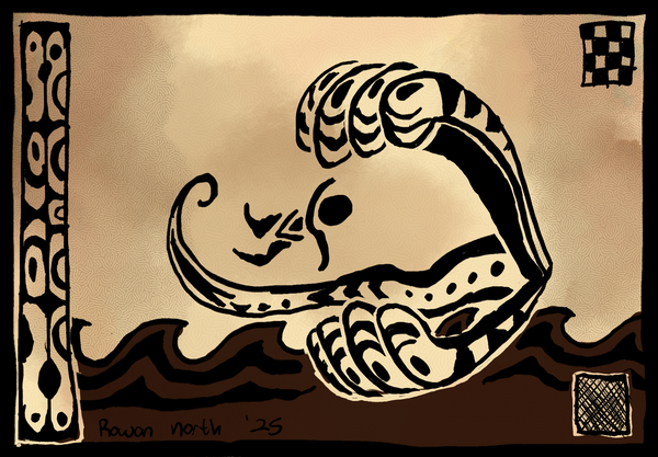 Rata & the Tree People - Tahiti - drawn by Rowan North