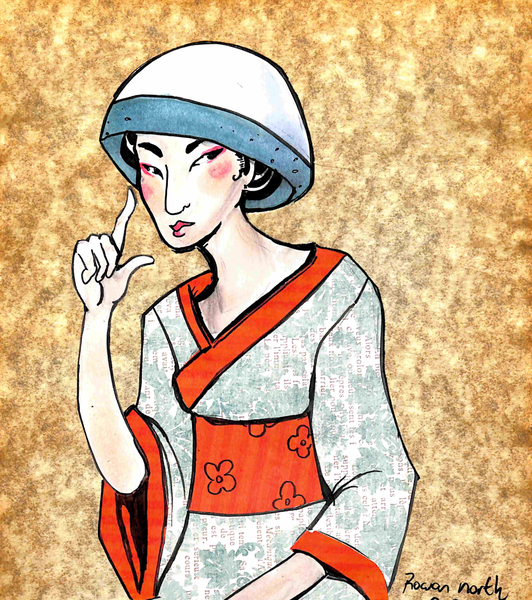 Hachikazuki-hime or The Princess Who Had a Bowl on Her Head - Japan - drawn by Rowan North