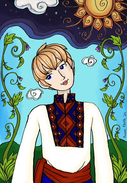 Kotygoroshko - The Boy Born from a Pea - Ukraine - drawn by Rowan North