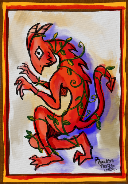 The Old Lady & the Devil - Suriname - drawn by Rowan North