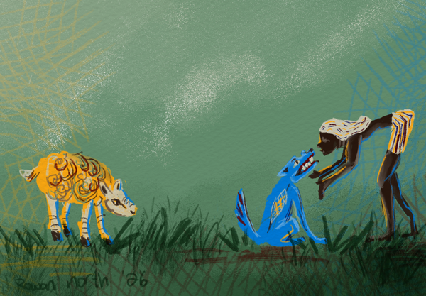 How Death Came into the World - Ghana/Akan - drawn by Rowan North