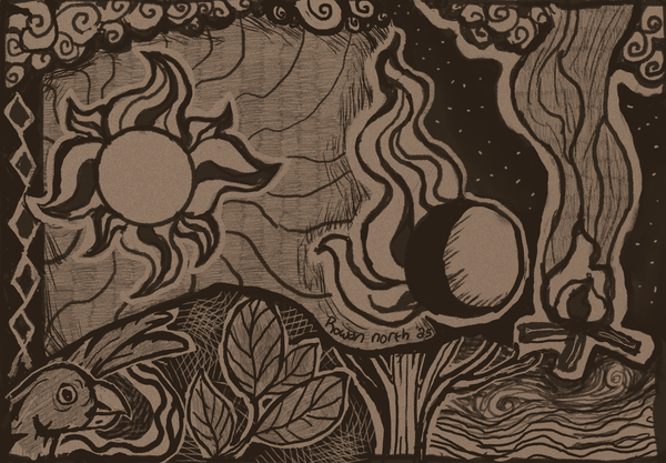 Parnuen & Vena Tasmania/Palawa - drawn by Rowan North