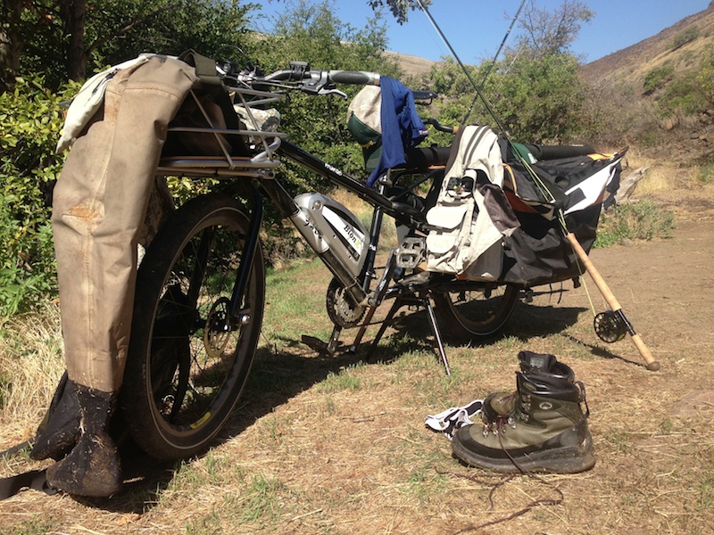 Camping and fishing with electric cargo bike