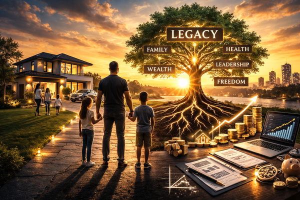 A family walking together at sunset, symbolizing generational legacy