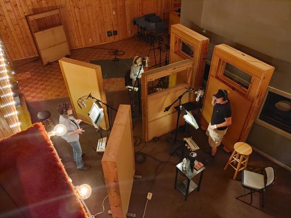 Singers in recording studio