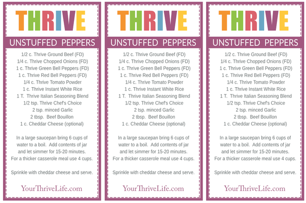 Unstuffed Peppers labels