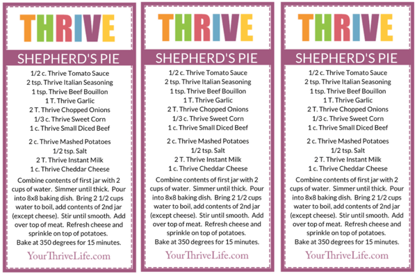 Shepherd's Pie labels