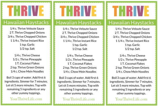 Hawaiian Haystacks Labels