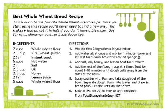 Bread Recipe Card