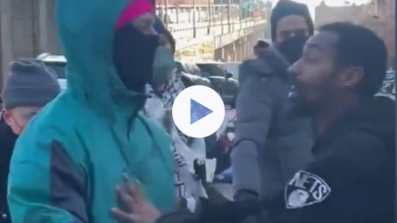 Furious driver shoves pro-Palestinian protesters blocking traffic in NYC