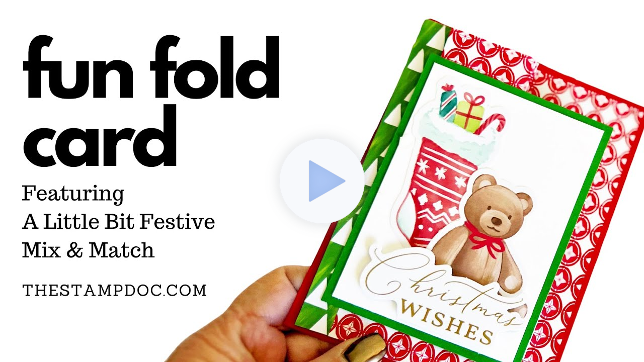 Fun Fold Card Featuring Stampin' UP A Little Bit Festive Mix & Match: Show off both sides of paper!