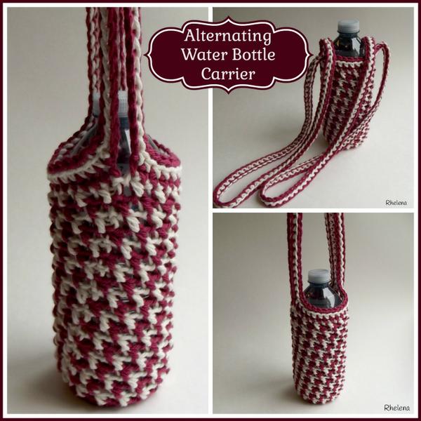 Alternating Water Bottle Carrier ~ FREE Crochet Pattern