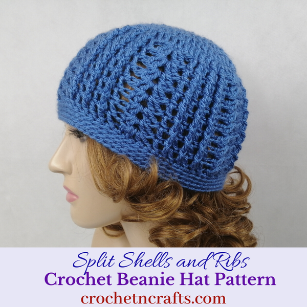 Split Shells Crochet Beanie Hat