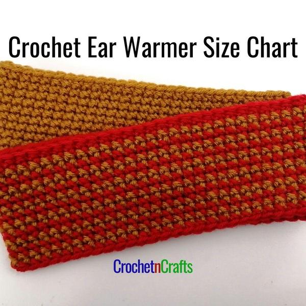 Single Crochet Ear Warmer with Size Chart