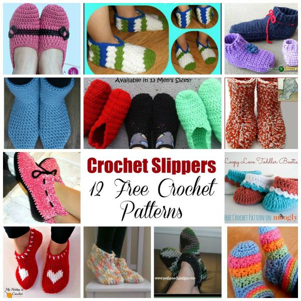 Crochet Slippers ~ 12 FREE Crochet Patterns
