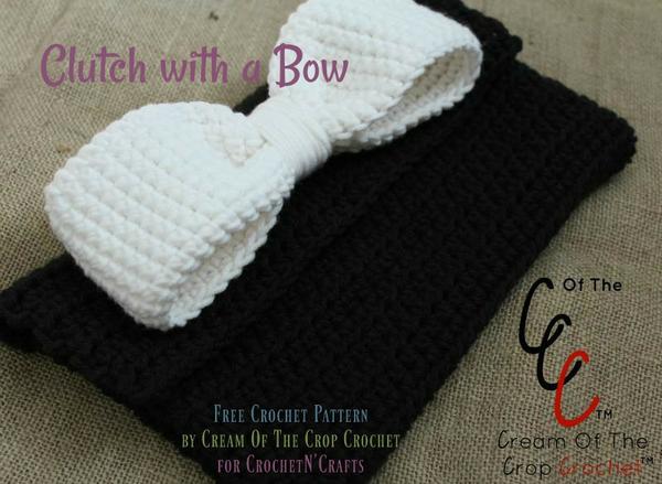 Clutch with a Bow by Cream Of The Crop Crochet