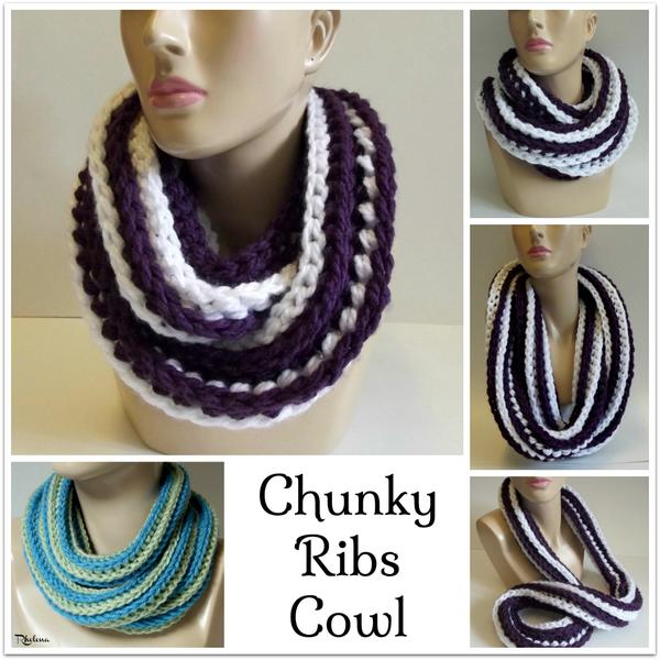 Chunky Ribs Cowl ~ FREE Crochet Pattern