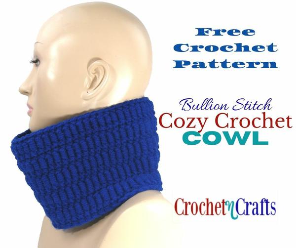 Bullion Stitch Cozy Crochet Cowl Pattern