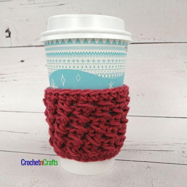 Half Double Crochet Cross Stitch DIY Coffee Cup Cozy