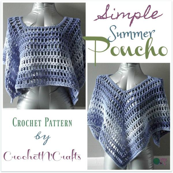 Simple Summer Poncho ~ FREE Crochet Patten