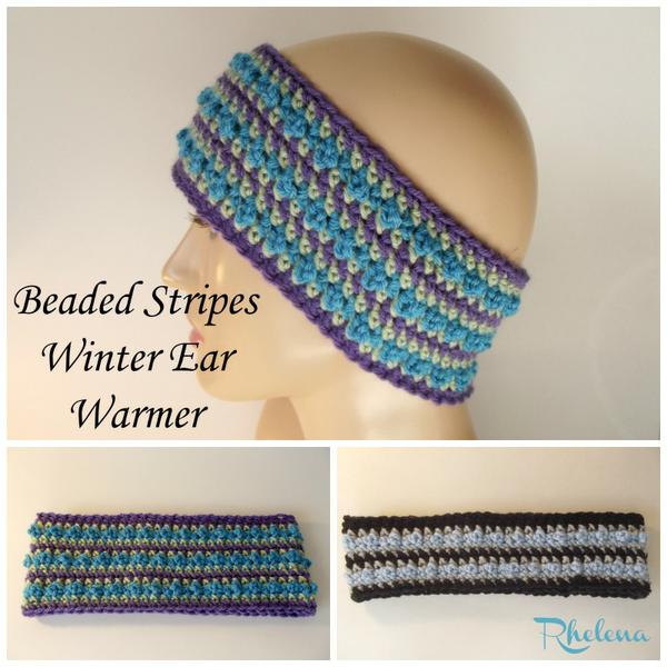 Beaded Stripes Winter Ear Warmer ~ FREE Crochet Pattern