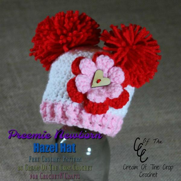 Preemie Newborn Crochet Hat by Cream Of The Crop Crochet for CrochetN'Crafts