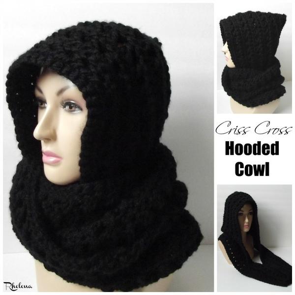 Criss-Cross Hooded Cowl ~ FREE Crochet Pattern