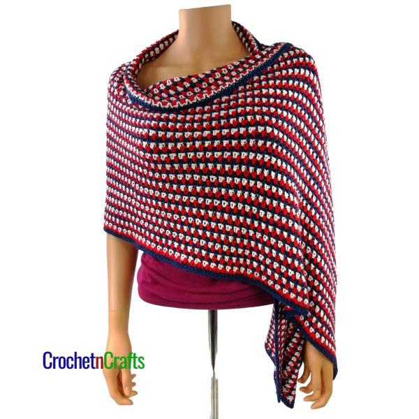 Red White and Blue Crocheted Shawl Pattern