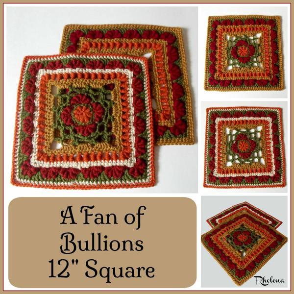 A Fan of Bullions Afghan Square ~ FREE Crochet Pattern