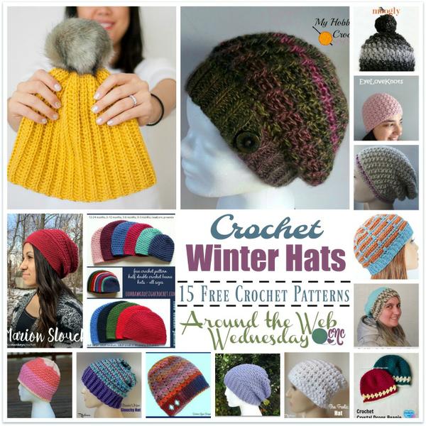 Crochet Winter Hats ~ 15 FREE Crochet Patterns from Around the Web