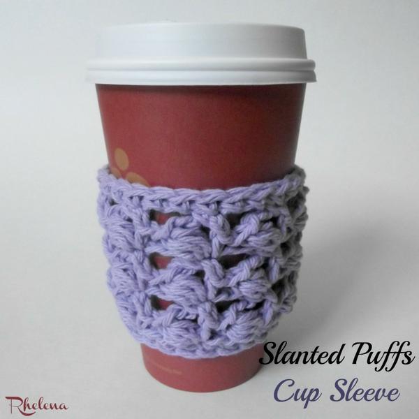 Slanted Puffs Cup Sleeve ~ FREE Crochet Pattern